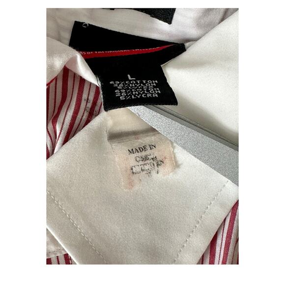 Victorinox Shirt Mens Large Button Up Tailored Fit Red‎ Pinstripe Office Preppy - Picture 4 of 7